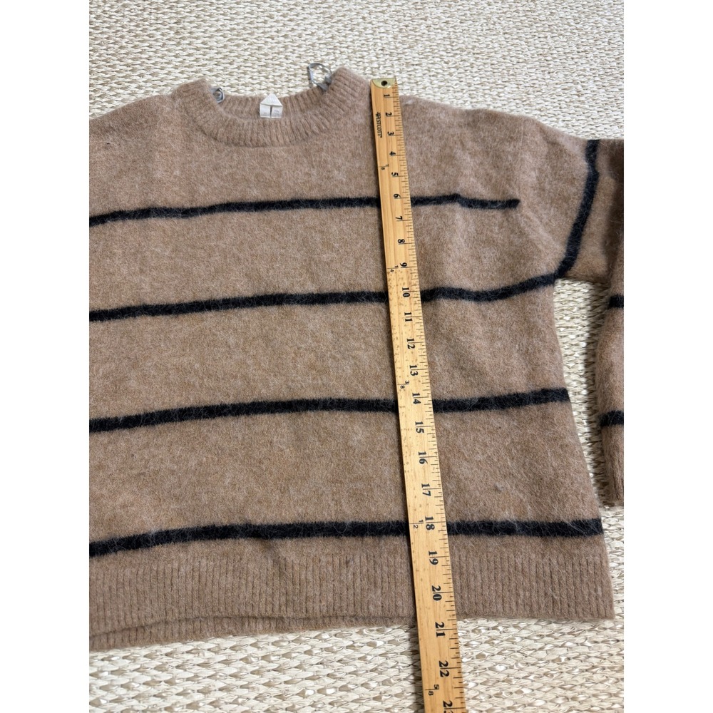 Arket Alpaca Wool Blend Striped Sweater Camel Black Boxy Knit quiet luxury euro - Picture 4 of 7